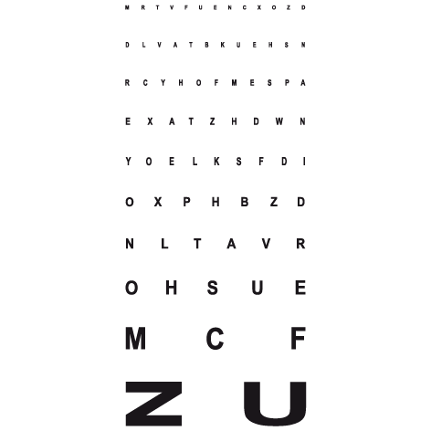 Autocollant Alphabet test monoyer à 5 mètre